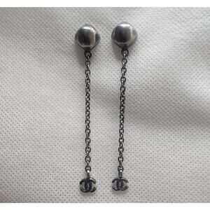 US BASED Authentic Vintage CHANEL Drop Chain Double CC Earrings W gift bag
